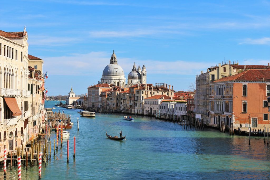 grand canal, buildings, gondola