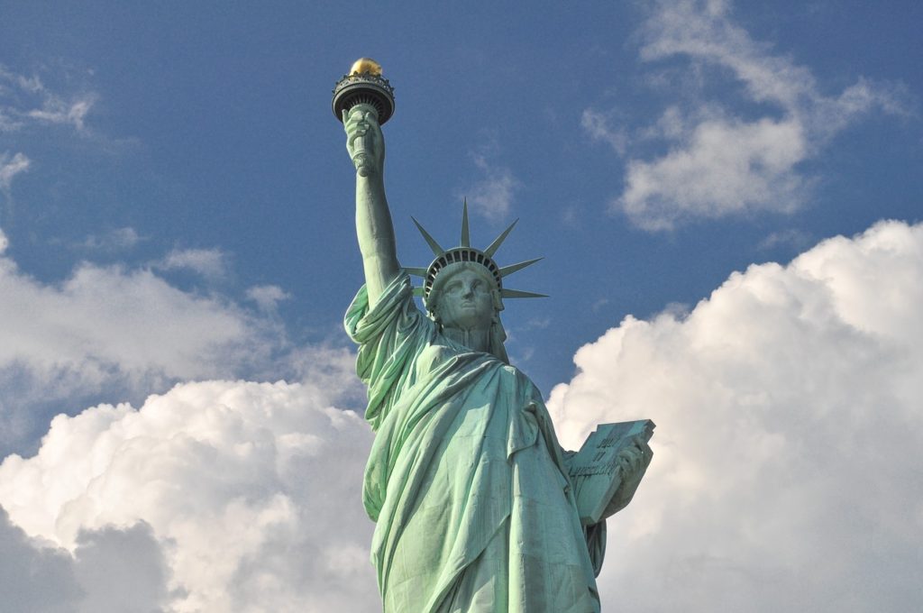 liberty, statue, blue